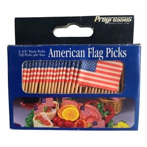 American Flag Picks 100 ct 2.5" USA Vintage Toothpicks #5026 Cocktails Cupcakes